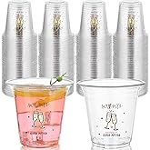 200 Pack Plastic Wedding Cups Bulk 12oz Disposable Clear Party Mr and Mrs Cup for Bridal Shower Anniversary Reception Birthday Parties Supplies