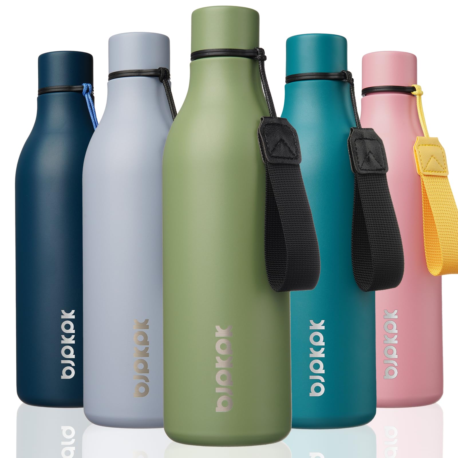 Photo 1 of *MINOR DAMAGE - USED*
BJPKPK Insulated Water Bottles, 25 oz Stainless Steel Metal Water Bottle with Strap, BPA Free Leak Proof Jugs, Mugs, Flasks, Reusable Thermal Flasks for Sports & Travel, Forest Green