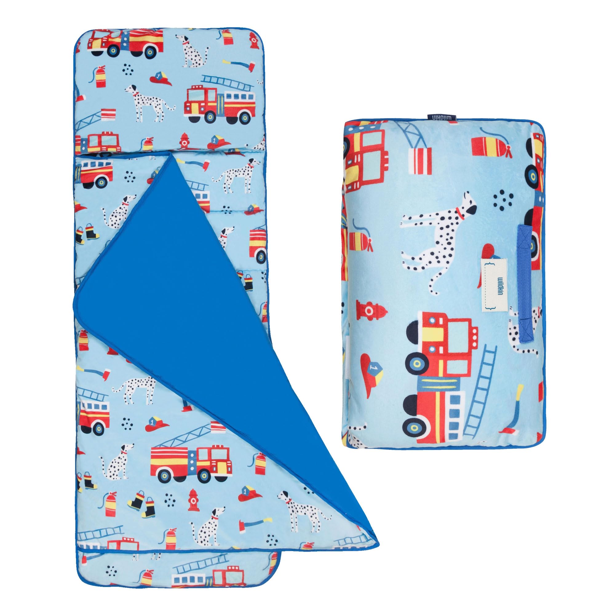 Photo 1 of Wildkin Kids Plush Nap Mat for Toddler Boys and Girls, Best Plush Nap Mat for Kids, Perfect for Daycare & Preschool Nap Mats, Features an Attached Blanket, Soft and Cozy Material (Firefighters)
