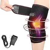 PKSTONE Heated Knee Brace Wrap, 3 Adjustable Heat and Vibration Massager for Arthritis Knee Pain Relief Massaging Knee Pad with AC Adapter (No Battery)