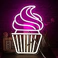 FAXFSIGN Cupcake Neon Sign Led Pink Warm White Neon Lights for Wall Decor Usb Light Up Signs for Bakery Dessert Shop Resturant Bar Cafe Candyland Party Decorations