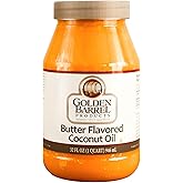 Golden Barrel Butter Flavored Coconut Oil, 32 oz | Healthy Butter Substitute for Cooking &amp; Baking, Movie Theater Style Popcorn Oil
