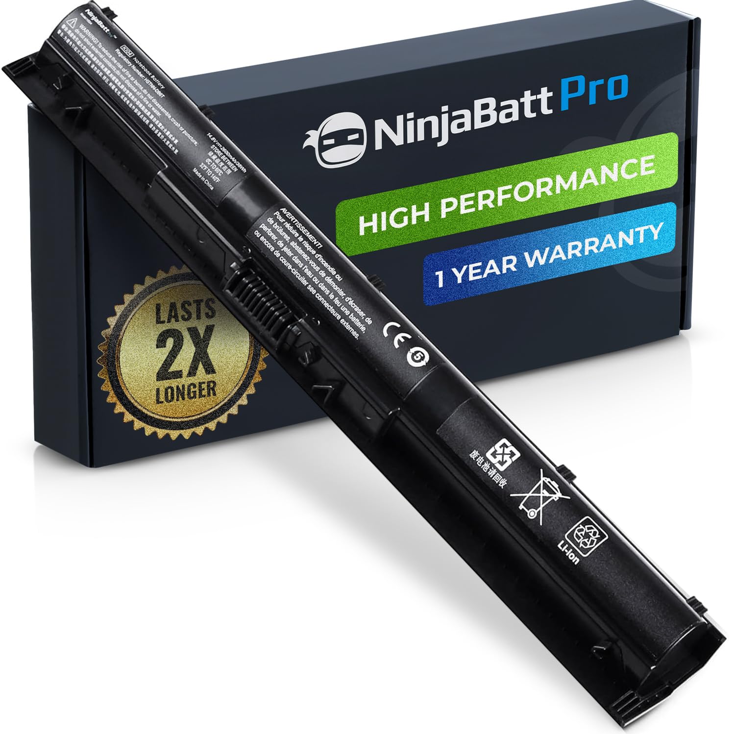 NinjaBatt Pro Battery for HP 800049-001 K104 800050-001 KI04 800010-421 800009-421 15-AB150SA HSTNN-DB6T AB254SA HSTNN-LB6S AB271SA 800049-005 [4 Cells/2770mAh/41Wh]