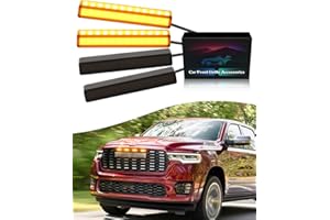 OKLSG LED Grill Lights for Dodge Ram 2025 2024-2019 Grille Raptor Lights Ram 1500 2500 3500 Accessories Front Grille Trims,4pcs (Yellow)