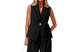 MASCOMODA Summer Sleeveless Blazers for Women Business Casual Dressy Lapel V Neck Button Open Front Work Suit Vest Tops