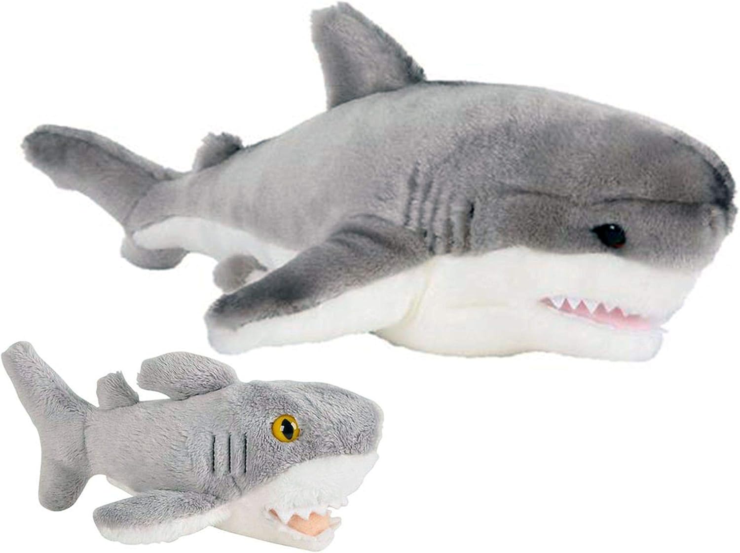 Wildlife Tree 12 and 5 Inch Stuffed Great White Shark Mom and Baby Plush Floppy Zoo Animal Kingdom Family Collection