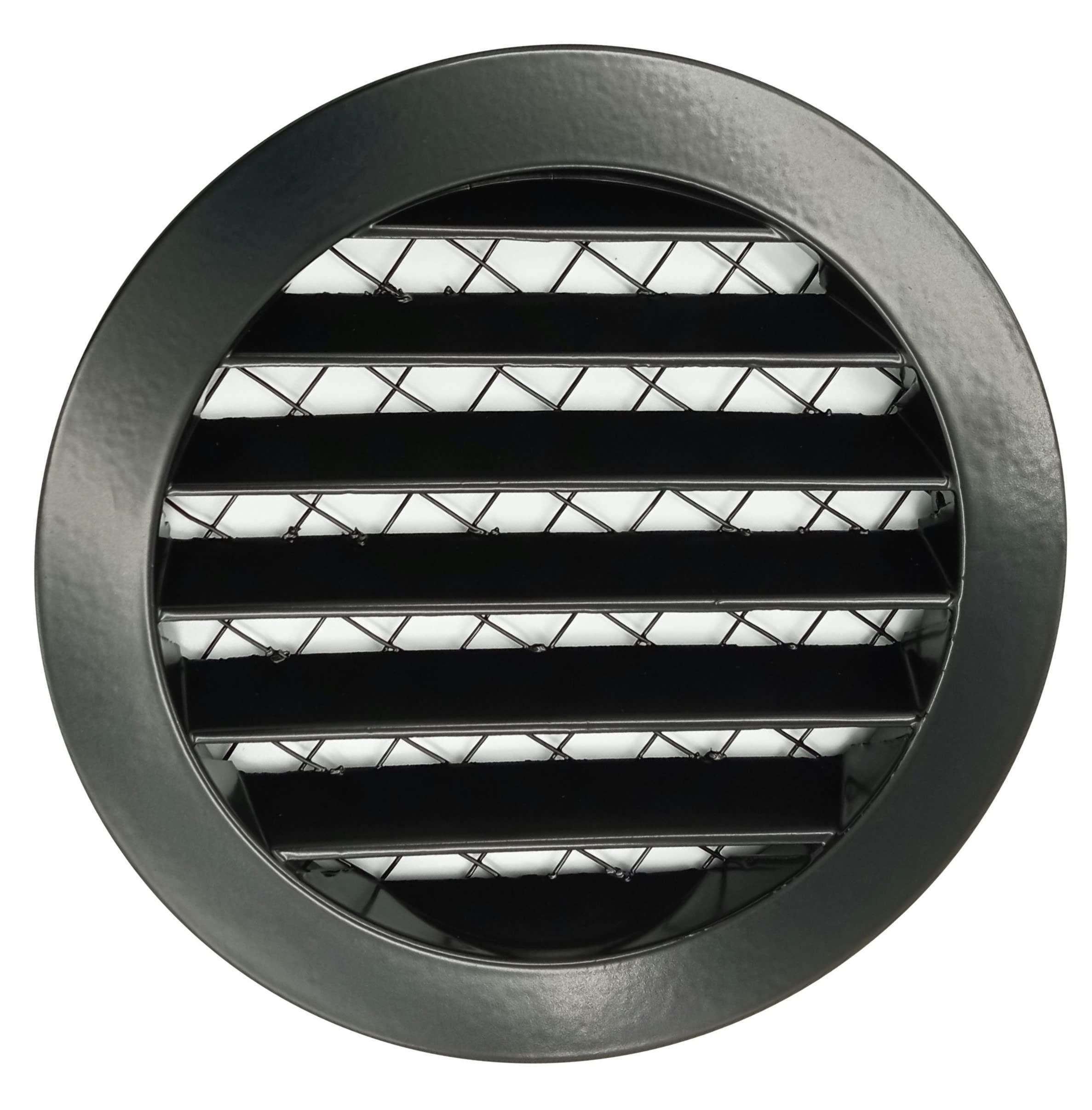 Ventilation Grille Black Aluminium Round Grille with Insect Net Aluminium Grille (Aluminium Diameter 160)