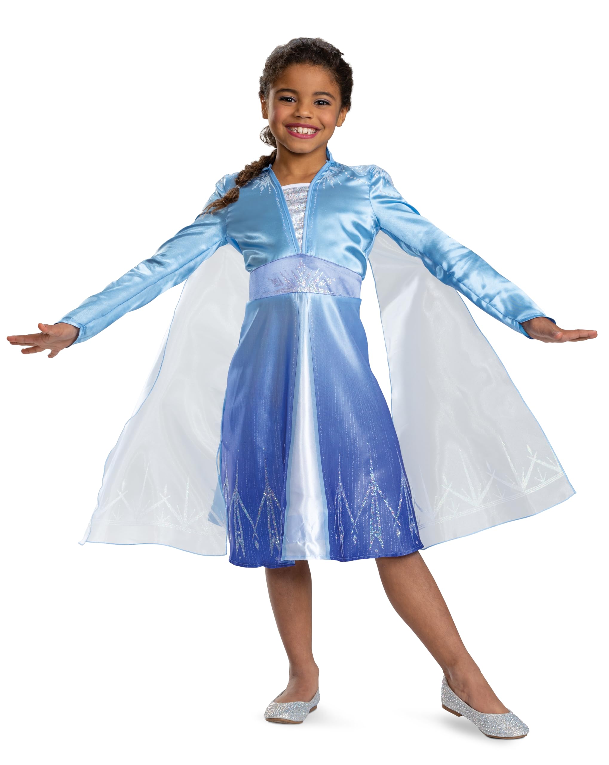 Disguise Disney Frozen Elsa Fancy Dress Costume for Girls, Official Disney Licensed Frozen Dress Up for Kids, Features Sparkling Details and Iconic Elsa Cape, 4-6 years