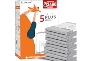 BESTLINK 5 Pack Refills Compatible with DEKOR PLUS Diaper Pails | 20% Extra Length Diaper Pail Refill Bags Liners Holds 3480 Diapers | Ultimate Odor Control with Baby Scented