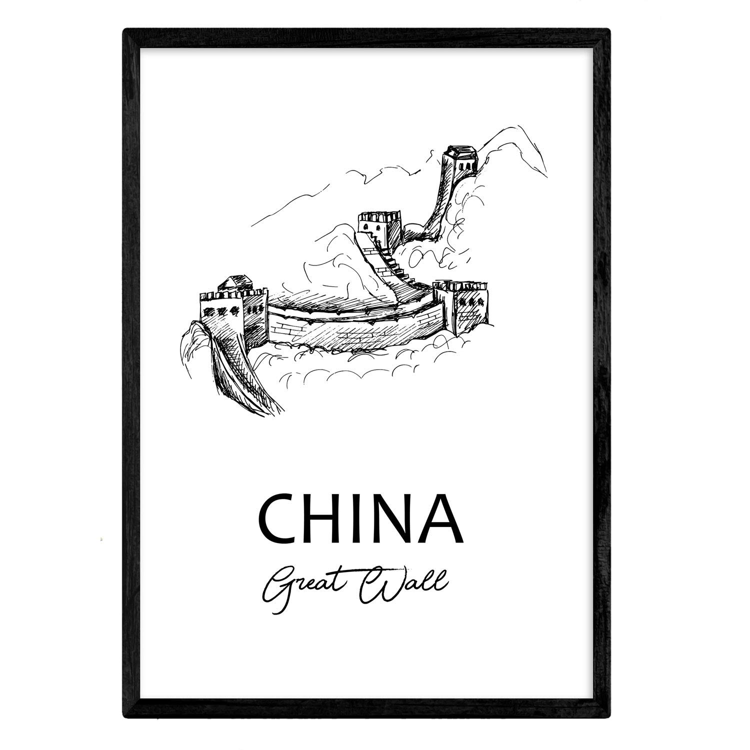 Nacnic Poster of China - the Great Wall. Sheets with monuments of cities. A4 size — image 1