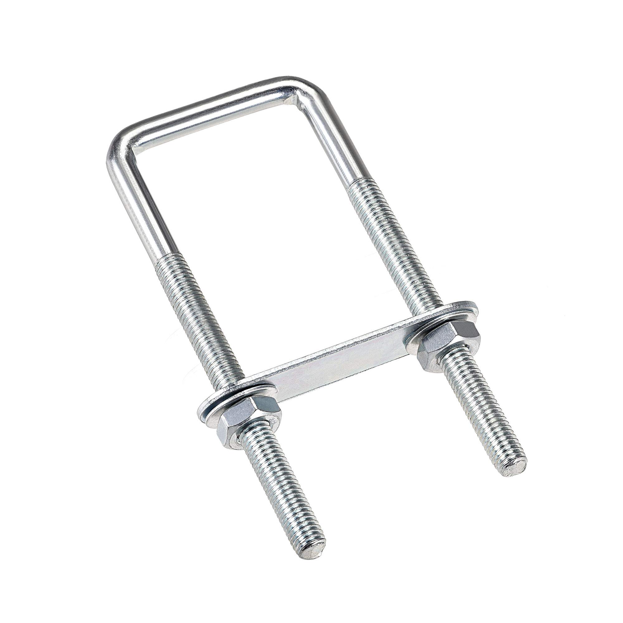 sourcing map Square U-Bolts 1-5/8"(40mm) Inner Width 120mm Length Carbon Steel M8 with Nuts, Frame Plate, Round Washers 4 Set