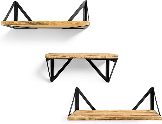 Amazon Com Svokee Minimal Rustic Mounted Wall Shelves Wall Shelf Set Of 3 Easy To Install Sturdy Floating Shelves For Wall In Bathroom Bedroom Living Room Kitchen Or Office Home Kitchen
