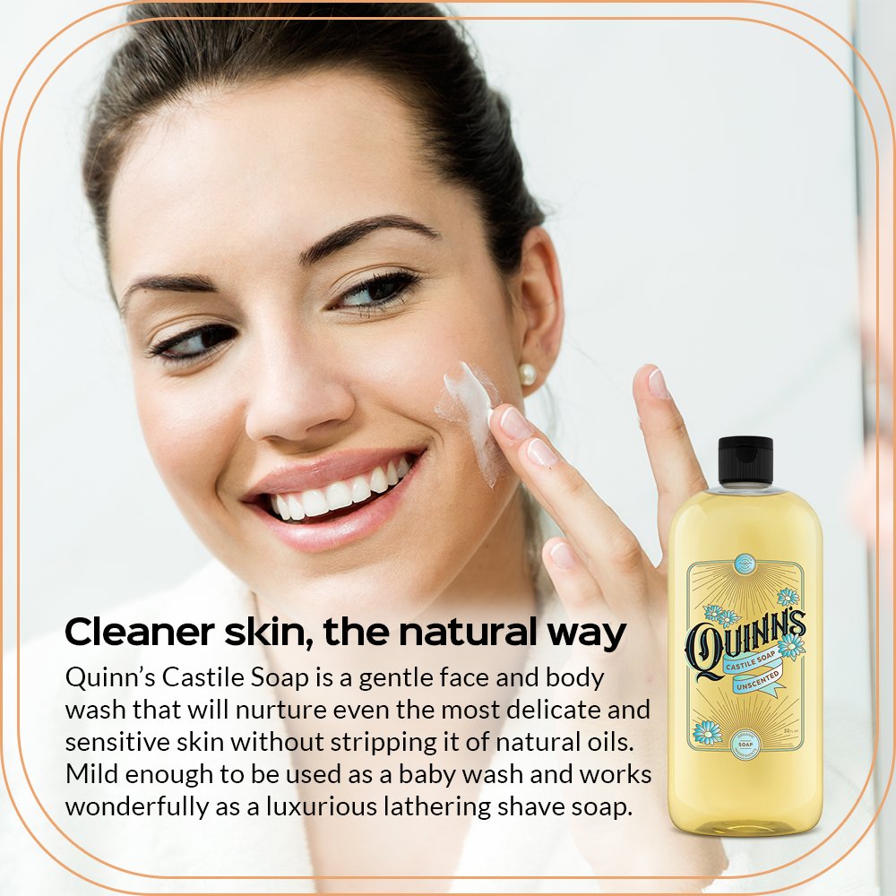 Quinn’s Pure Castile Organic Liquid Soap, 32 ounce (Unscented) : Beauty