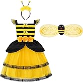 ReliBeauty Bumble Bee Costume Kids Bee Costume Toddler Fancy Dress with Bee Wings Halloween Party