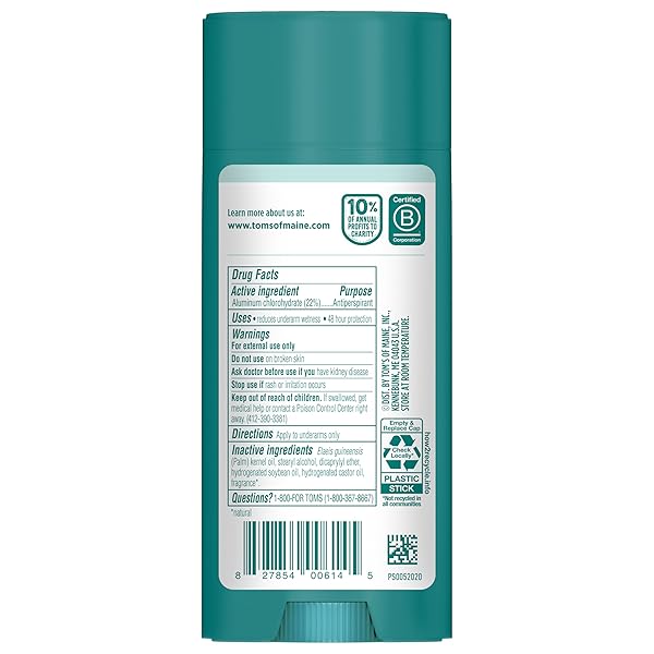 TOM’S OF MAINE NORTH WOODS ANTIPERSPIRANT FOR MEN AND WOMEN, WITH RECYCLED ALUMINUM, 3.25 OZ