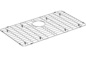 MIYUPTC Large Sink Protector for Kitchen, Metal Sink Bottom Grid with 28-3/4" X 15-3/4",Stainless Steel Kitchen Sink Grate with Rear Drain Hole, Kitchen Sink Rack with Strainer for Single Bowl