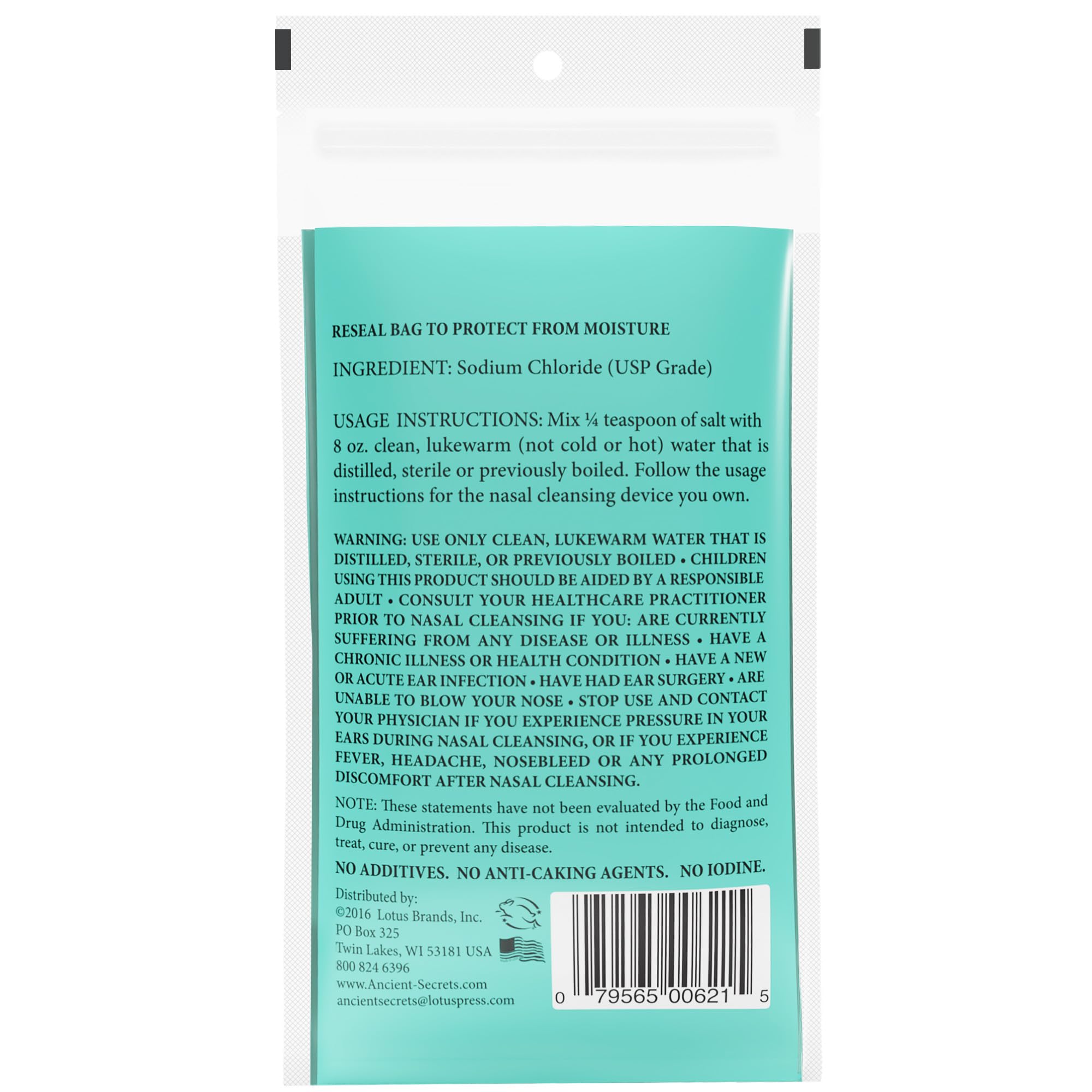 ANCIENT SECRETS Nasal Cleansing Salt, Non-Iodized – USP-Grade Sodium Chloride for Any Neti Pot, Sinus Irrigation System, 8 Oz