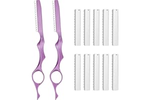 Mudder 12 Pieces Hair Styling Thinning Razor Set, 2 Hair Styling Razor Cutting Texturizing and 10 Replacement Spare Blades fo