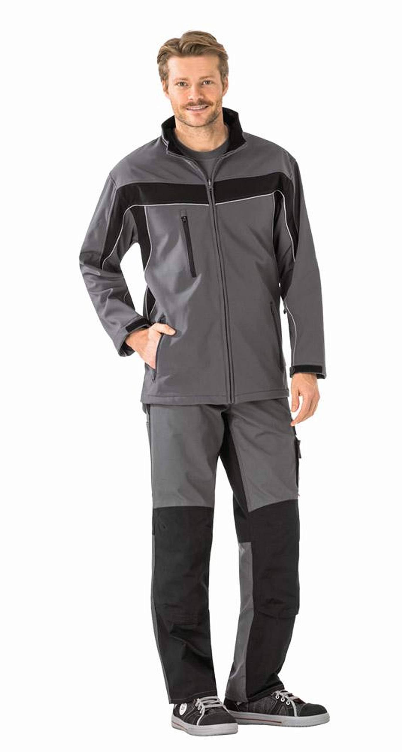 Planam Men's Jacke Softshell Jacket Plaline Size XS in Slate/Black