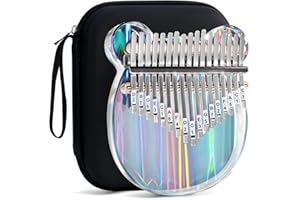 Beveetio Clear Kalimba Thumb Piano With Eva Protective Case, Transparent Crystal Kalimba 17 Key, Musical Instrument Gifts For Kids, Bear Shape Finger Piano, Acrylic Mbira