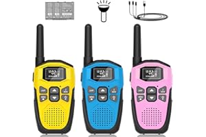 Walkie Talkies Long Range for Kids Adults - DURLK 3 Pack Rechargeable Walkie Talkies, 2 Way Radios 22 Channels with 1200mAh L