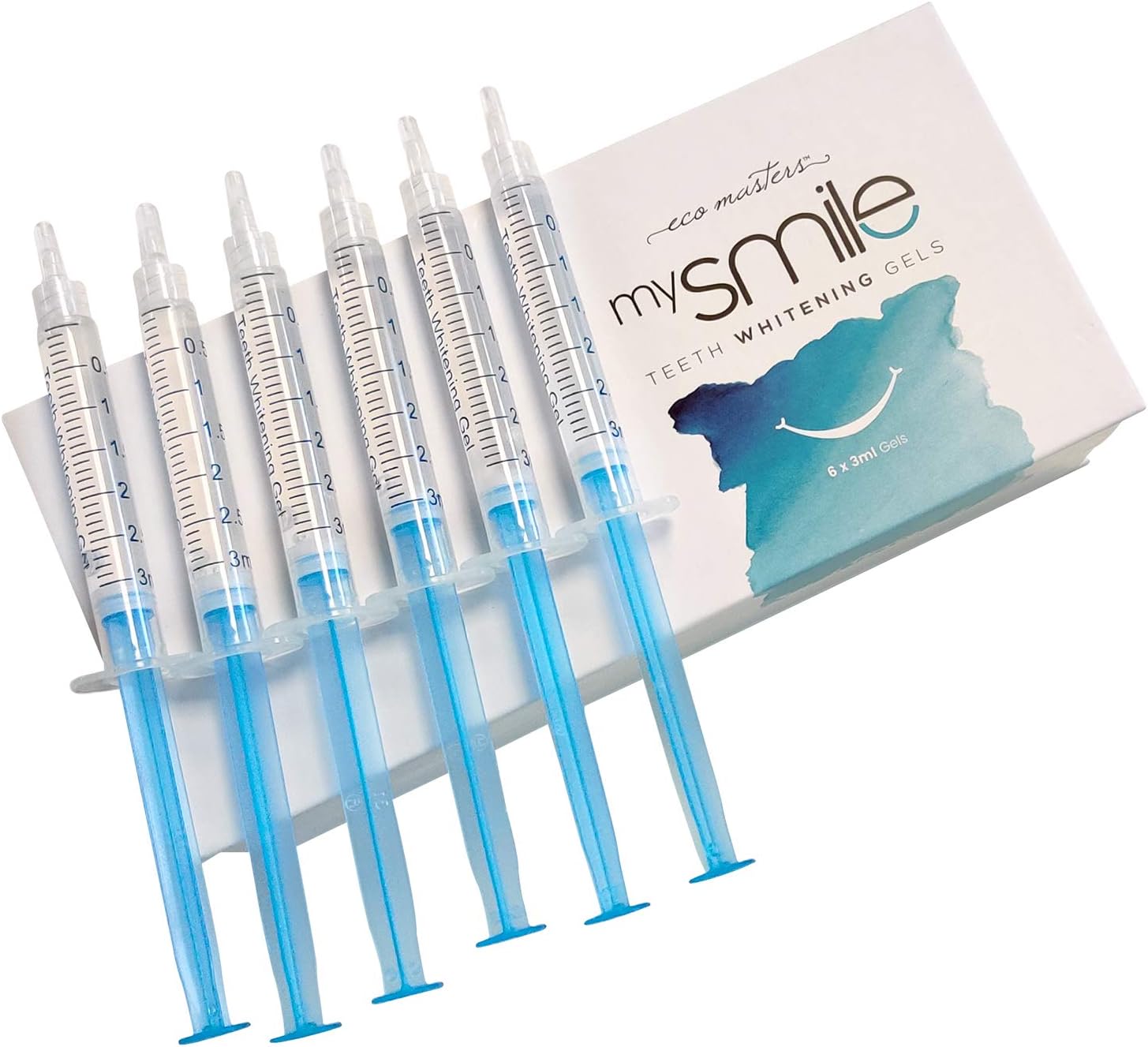 mysmile - Professional Teeth Whitening Gel | 6x Syringes Refill Pack | Works Better Than Strips Or Charcoal | Say Hi With More Bright Smiles | This Is A Safe & Natural Teeth Whitener - Eco Masters