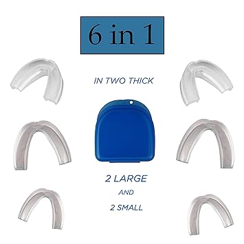 [6 en 1]Férula dental anti bruxismo - dispositivo profesional - Termosensible - nocturno - tratamiento ATM - evita el rechinar de los dientes - ...
