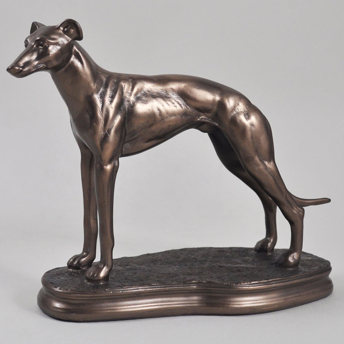 STANDING GREYHOUND Bronzed Dog Sculpture by O.Tupton by Fiesta Studios