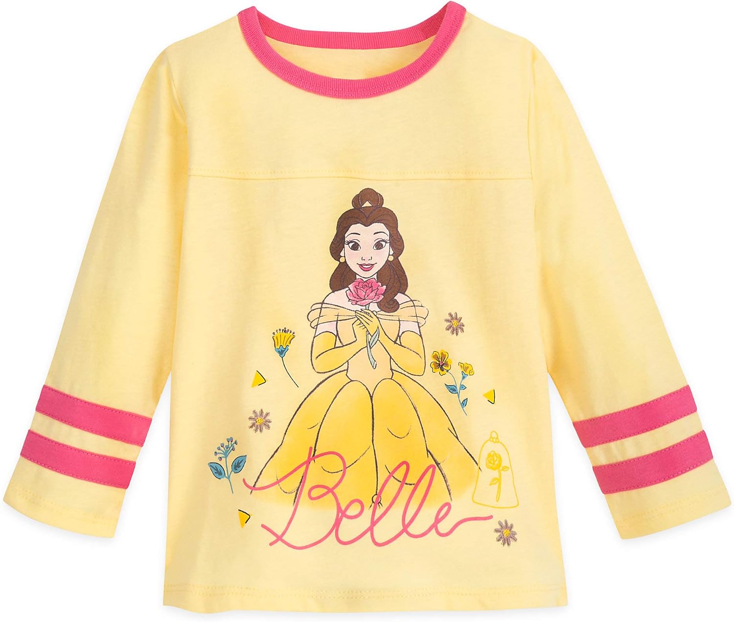 Disney Belle フットボールtシャツ 女の子用 美女と野獣 Tシャツ カットソー 通販 Amazon