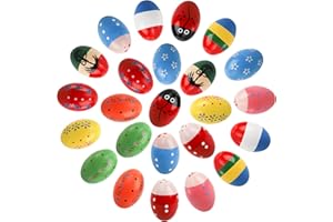 Peohud 24 Pack Wooden Egg Shakers, Maracas Percussion Musical Easter Eggs for Kids, Hand Musical Instruments Toys for Music L