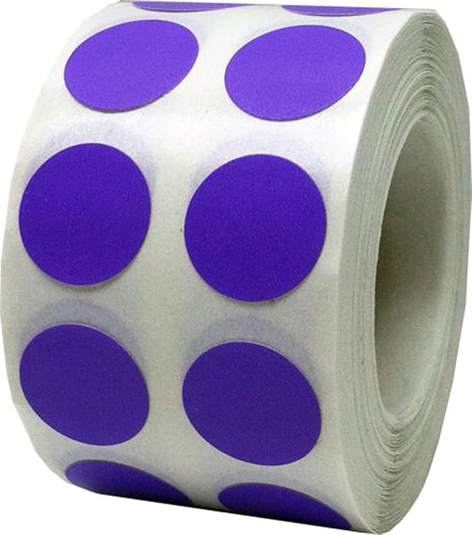 Purple Circle Dot Stickers, 13 mm 1/2 Inch Round, 1000 Labels on a Roll