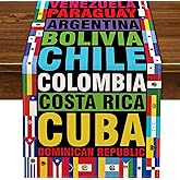 Nepnuser Hispanic Heritage Month Table Runner 21 Spanish Speaking Latino Countries Flags Decoration Classroom Home Kitchen Dining Room Decor (13" x 72")