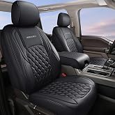 Huidasource 2Door/4Door Wrangler JK Front Seat Covers 2007-2017, Black | Faux Leather Wrangler JK Front Seat Covers 2007-2017, Seat Coushion Covers for Jeep Wrangler Sahara Sport Rubicon