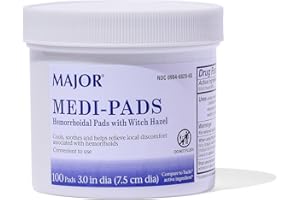 MAJOR Medi-Pads - Hemorrhoidal Hygienic Cleansing Witch Hazel Pads - Cooling Relief with Aloe - 100 Count Jar (1 Pack)