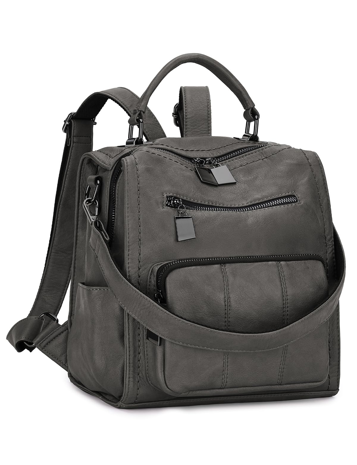 Backpack For Women,RAVUO Three Ways to Carry PU Leather Backpack Rucksack Fashion Ladies Backpacks Handbags Grey