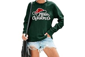 Fawniss Christmas Sweatshirt Women Merry Bright Christmas Shirts Xmas Lights Blouse Tops