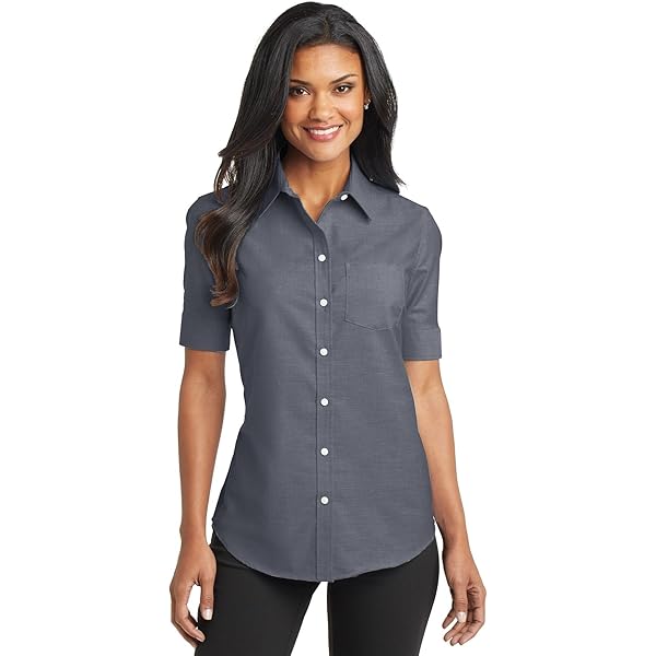 Port Authority Women's Dimension Knit Long-Sleeve Button-Down Dress Shirt Black at Amazon Women's Clothing store Port Authority Women's Dimension Knit Long-Sleeve Button-Down Dress Shirt Black at Amazon Women's Clothing store
