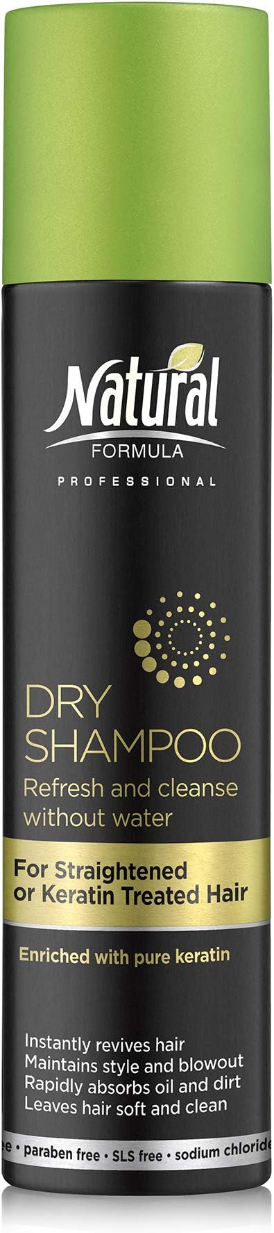Natural Formula Dry Shampoo for Straightened, Heat Styled or Keratin Treated Hair – Keratin Infused Dry Shampoo Hair Spray – Sodium Chloride Salt, Talc, SLS and Paraben Free 6.76 Fl Oz