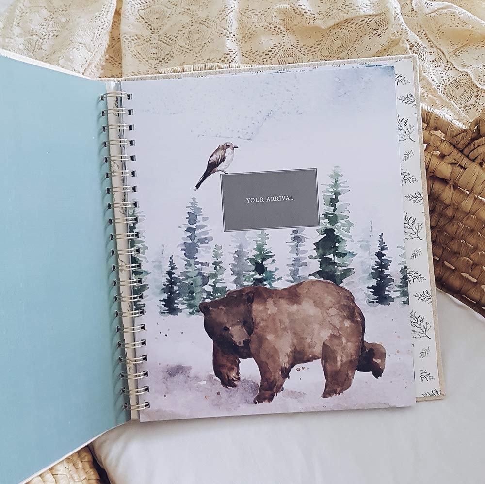 Unisex Baby Memory Book | Minimalist Baby First Year Keepsake for Milestones | Baby Books First Year Memory Book | Simple Baby Scrapbook for Boy Girl Milestones | 60 Pages Natural Linen Wild - Peachly : Baby