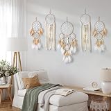 LOMOHOO Dream Catcher Set of 5 Boho Macrame Wall Hangings - Moon & Sun view 6