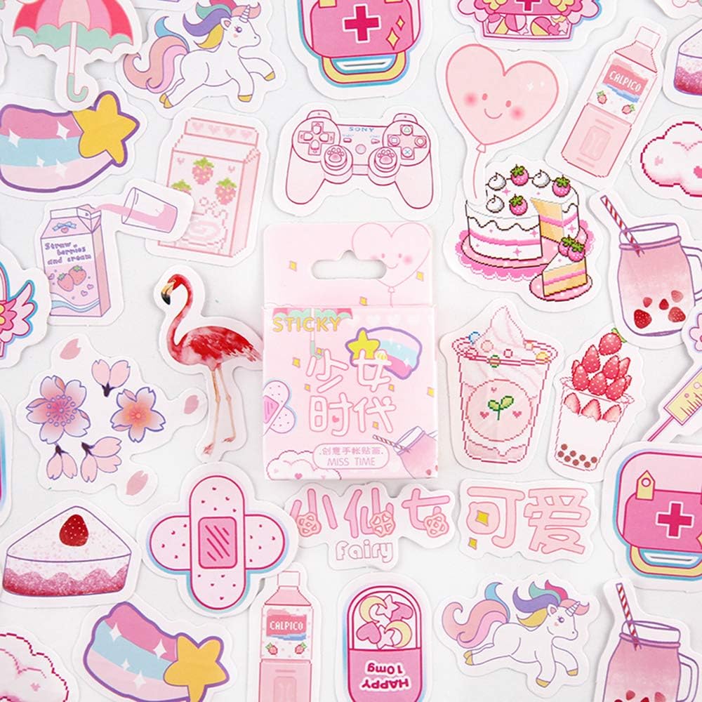 Amapower 46PCS/Box Cute Stickers,Series Paper Stickers Diary Label Boxed Sticker Album Decor Stickers(1)