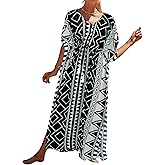 Bsubseach Kaftan Dresses for Women Plus Size Swimsuit Cover Up Long Caftan Dress with Waist Drawstring