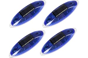Aolyty Solar Strobe Warning Light Outdoor, Bright Solar Safety Flashing Light 4 Pack Road Signs IP54 Waterproof for Construction Site, Traffic, Dock, Marine, Stop Sign (Blue)