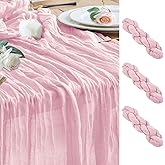 Wokceer Cheesecloth Table Runner 3Pack 10FT Blushing Pink Christmas Boho Gauze Fall Cheese Cloth Table Runner for Party Easter Rustic Sheer Table Runners for Baby Bridal Shower Wedding