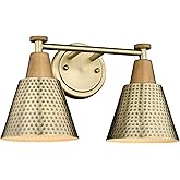 FEMILA Bathroom Light Fixtures, 2-Light Bathroom Vanity Lights Over Mirror, Antique Gold Wall Sconces, Hammered Metal Shade, 