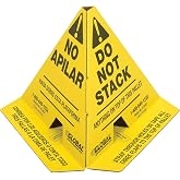 Global Industrial Trilingual "Do Not Stack" Printed Pallet Cones, 8"W x 8"L x 10"H, Corrugated Cardboard Construction, Yellow, 50/Pk, Prevents Double Stacking, Ships Flat