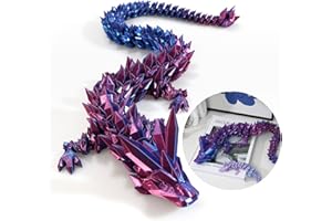 Dak Haan 30 ”Large 3D Dragon,Flexible Articulated Dragon,Crystal Dragon Toy,3D Printed Gift for Festival,Home Decoration, Executive Desk Decorations, (red Blue)