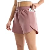 MIER Womens Running Athletic Shorts Quick Dry 4 Inch Dolphin Shorts | 95% Recycled Polyester, Liner-Free Airflow, SBS Zip Storage, Split Hem Mobility, Tennis Lifting, Machine Washable