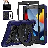 ROISKIN for iPad 9th 8th 7th Generation Case(iPad 10.2 inch) with HD Screen Protector for Kids[15ft Drop Protection] Rugged iPad Case 9 8 7 Gen 2021/2020/2019 with 360 Kickstand Handle Shoulder Strap