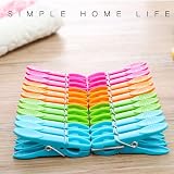 VEGCOO 60 Pcs Clothes Pegs with Storage Bag 4 Colours Plastic Clothes Clips view 7